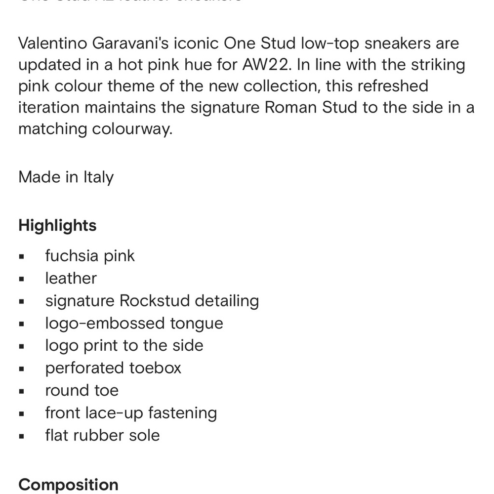 Valentino Garavani One Stud XI Pink Leather Sneakers ( BRAND NEW ) - Picture 8 of 14